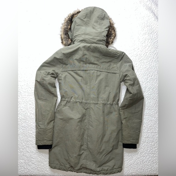 Eddie Bauer Ladder Creek High-Pile Olive Parka with Faux Fur Trim Women's XS - Picture 3 of 10